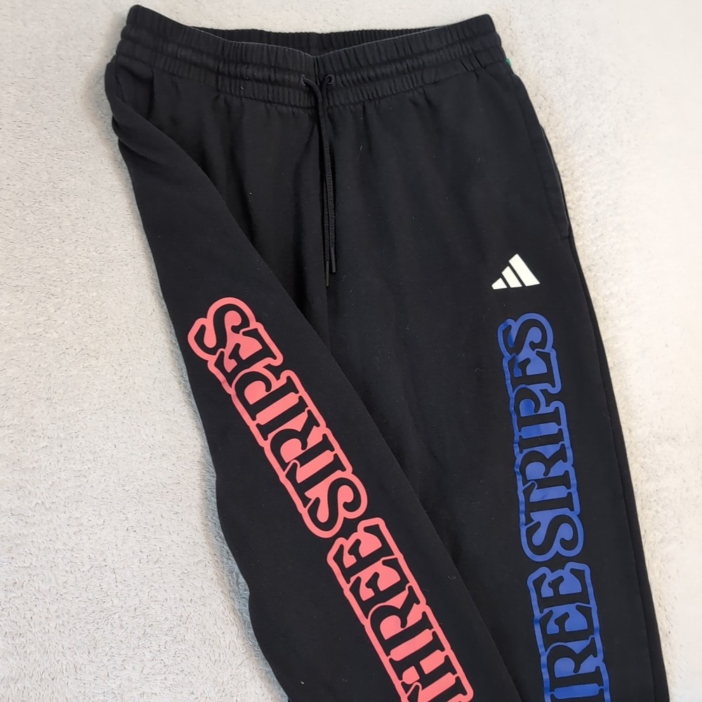 Adidas Three Stripe Jogger Sweat Pants Men's M 29x28" Black